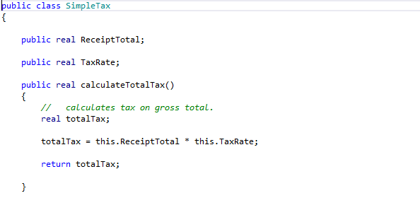 The following class in the Foundation layer calculates the tax based on the gross total. 