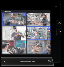 Captura de pantalla que muestra fotos seleccionadas del álbum de cámara de HoloLens