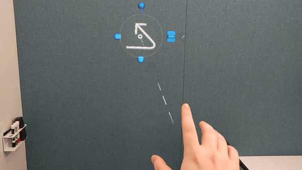 Animación de edición con el haz de mano de un holograma.