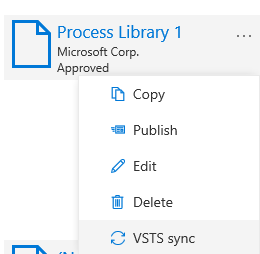 Starting Azure DevOps synchronization from the tile for a library.