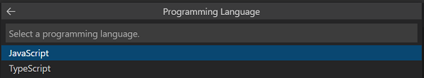 Captura de pantalla que muestra la opción para seleccionar el lenguaje de programación.