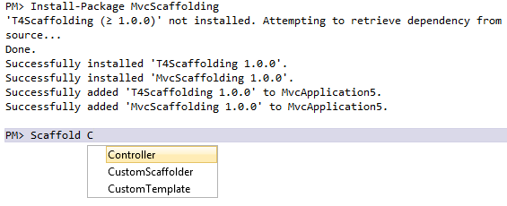 Installing and using MvcScaffold