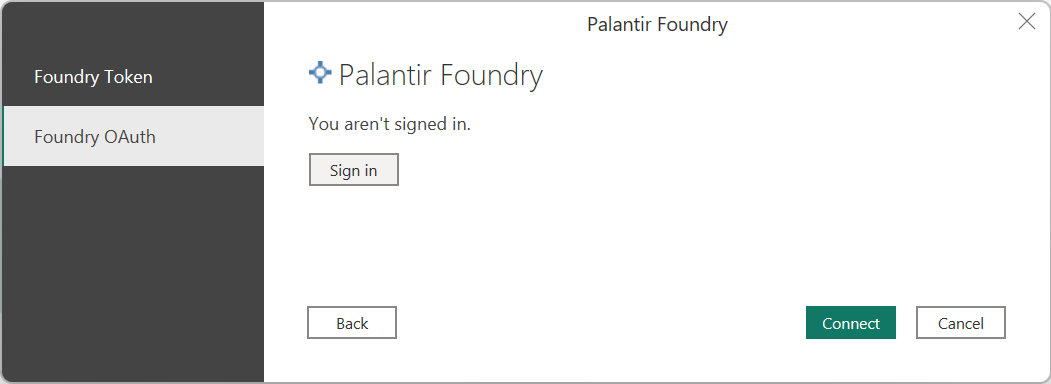 Captura de pantalla de la autenticación de Palantir Foundry.