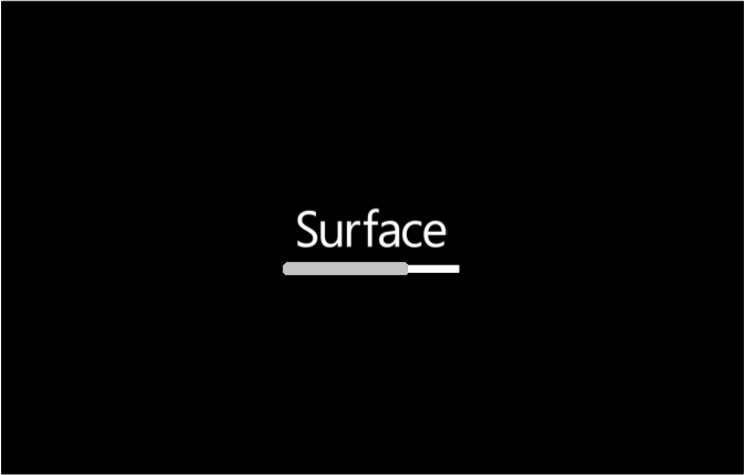 Firmware de Surface TCON con barra de progreso gris claro.