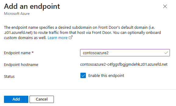 Screenshot of add an endpoint page.