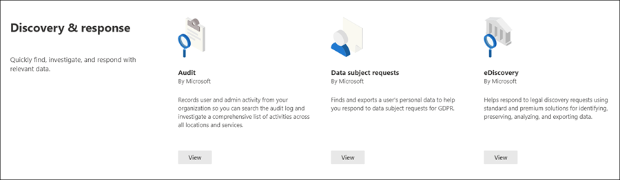 Microsoft 365 solution catalog discovery and response section.