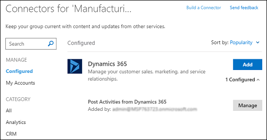 Microsoft 365 rühmitab kirjed konnektoris.