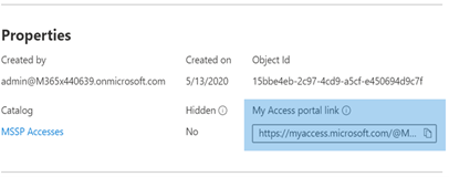 The access properties in the Microsoft 365 Defender portal