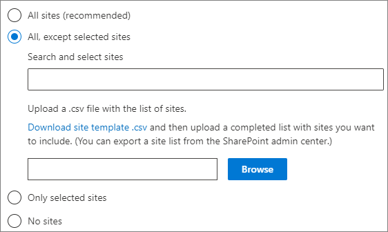 Näyttökuva SharePoint-aihelähteiden käyttöliittymästä.