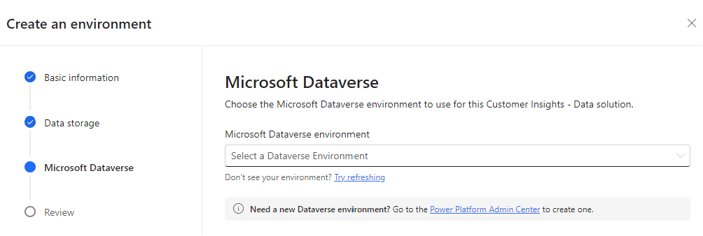 tietojen jakaminen Microsoft Dataversen kanssa automaattisesti käytössä uusissa ympäristöissä.