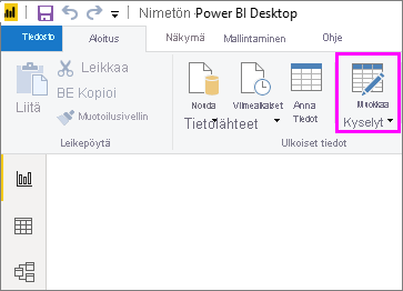 Screenshot of Power BI Desktop, highlighting the Transform data selection.
