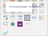 Screenshot shows the R script visual control in the Power BI Desktop.