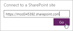 SharePointin URL yhteydelle.