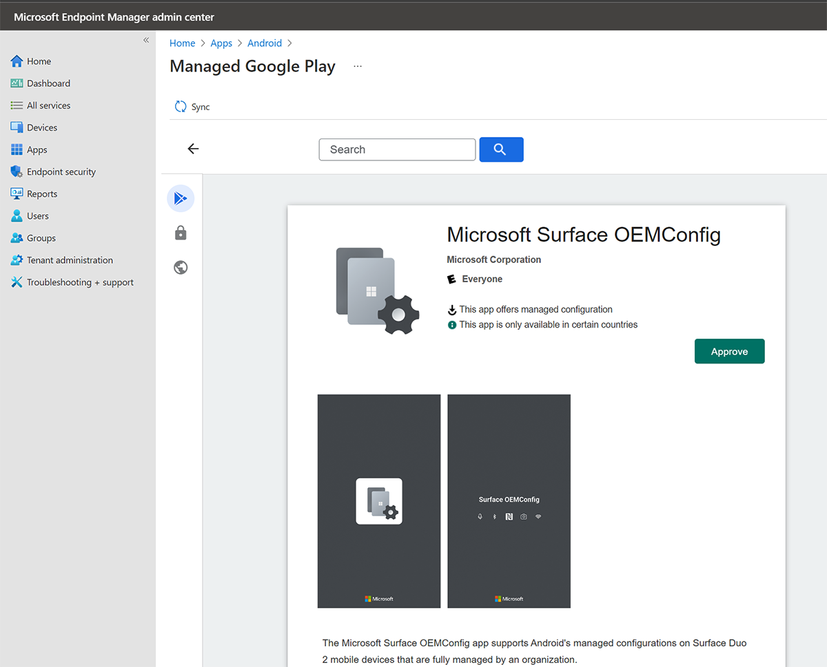 Microsoft Surface OEM Config app