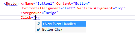 Intellisense for the click event