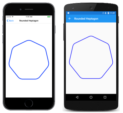 Triple screenshot of the Rounded Heptagon page