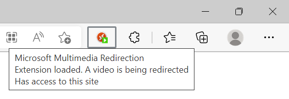 Capture d’écran de l’extension Redirection multimédia dans la barre d’extension Microsoft Edge.