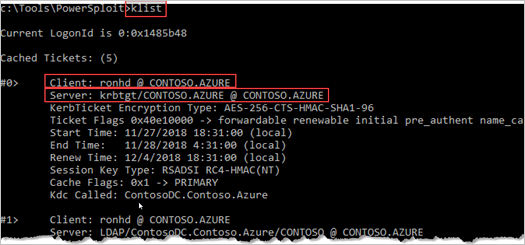 Use klist to show us Kerberos tickets in our current cmd.exe process.