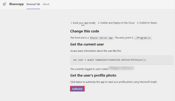 Capture d’écran montrant l’option d’autorisation pour les photo de profil de l’utilisateur sous l’onglet personnel.