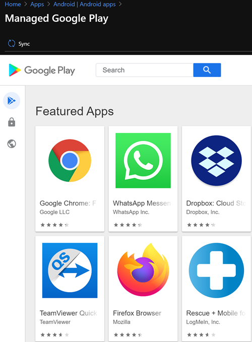 Magasin d’applications Google Play géré.