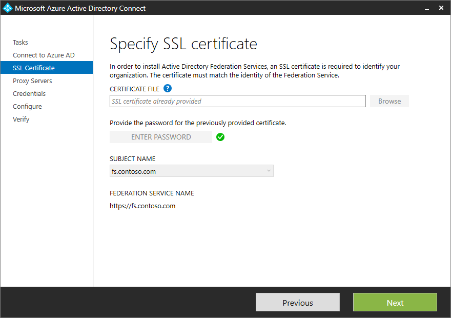 Specify TLS/SSL certificate
