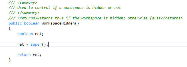 Override the workspaceHidden method.