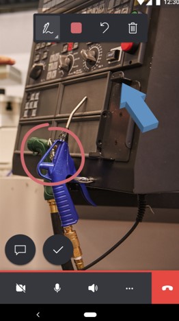 Capture d’écran de l’écran de l’application mobile du technicien avec l’image figée.