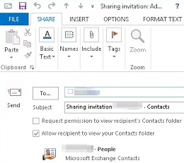 Capture d’écran du message dʼinvitation de partage.