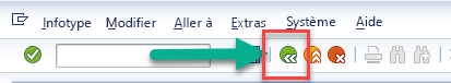 Capture d’écran du bouton Précédent dans la fenêtre Créer des adresses dans SAP Easy Access.