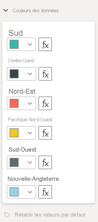 Capture d’écran de la sélection de couleur sur les propriétés.