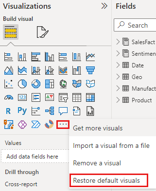 Restore the visualization pane to default.