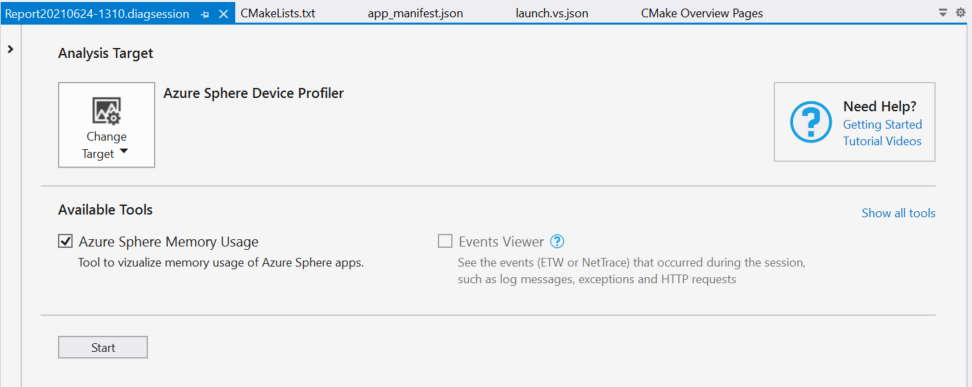 Fenêtre du profileur de performances Visual Studio