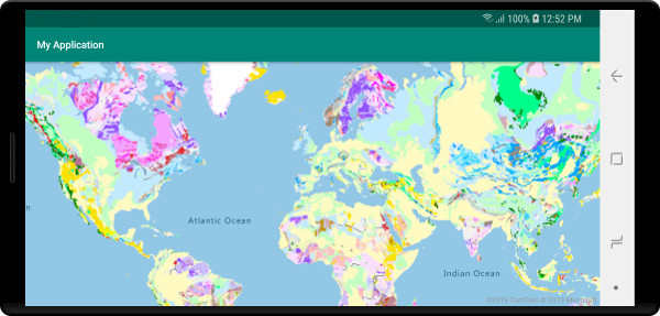 Carte Android affichant la couche de mosaïques WMS