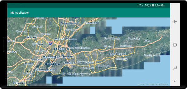Carte Android affichant la couche de mosaïques WMTS