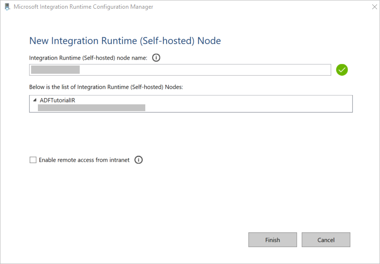 Fenêtre Nouveau nœud Integration Runtime