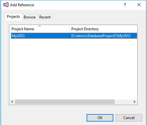 Data Lake Tools pour Visual Studio - Ajouter une référence de projet de base de données U-SQL