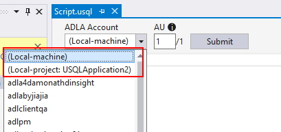 Envoyer un script U-SQL vers un compte local