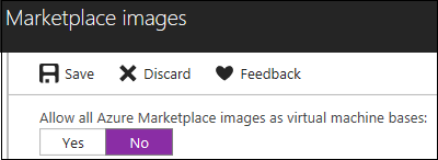 Option permettant d’autoriser l’utilisation de toutes les images Marketplace en tant qu’images de base pour des machines virtuelles