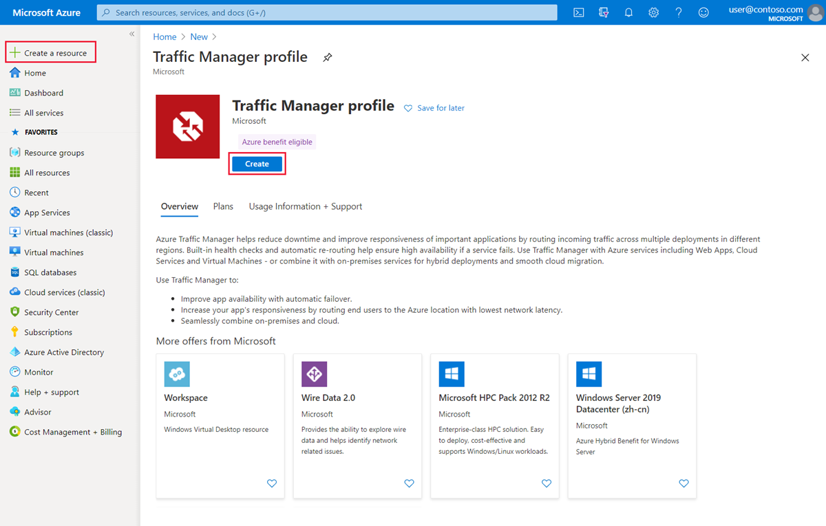 Créer un profil Traffic Manager