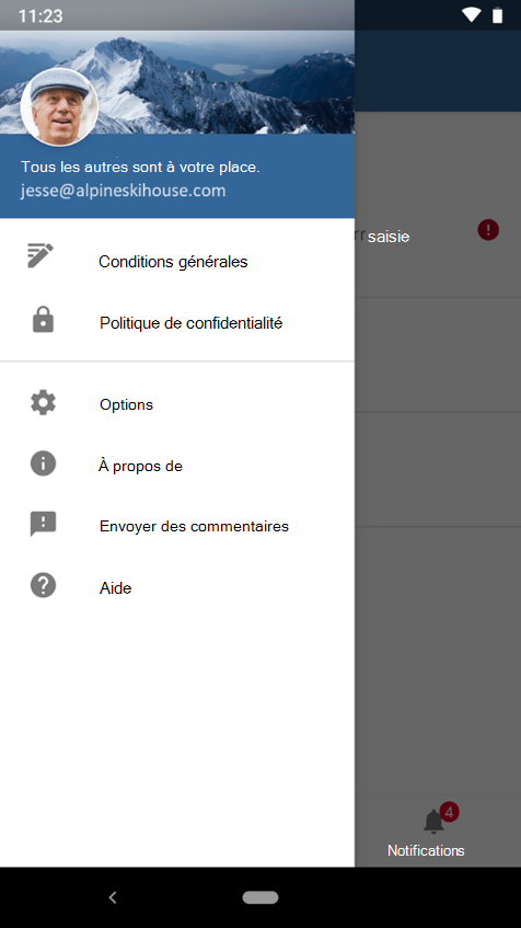 Capture d’écran de l’exemple #1 pour l’image de personnalisation d’application Intune pour Android