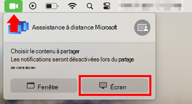 Capture d’écran de la boîte de dialogue de partage d’écran macOS pour autoriser le partage d’écran pour Asssistance à distance Microsoft