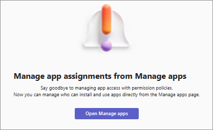 Capture d’écran montrant la modification de la stratégie d’autorisations pour les organization qui utilisent la gestion centrée sur les applications.