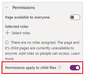 Les autorisations s’appliquent aux fichiers enfants.