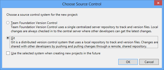 Choisir le contrôle de code source