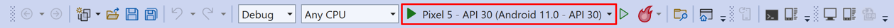 Bouton de l’émulateur Pixel 5 – API 30.