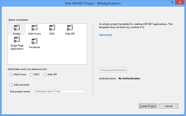 Nouveau projet ASP.NET
