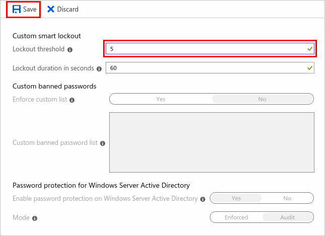 Azure portal Password protection page in Azure AD settings