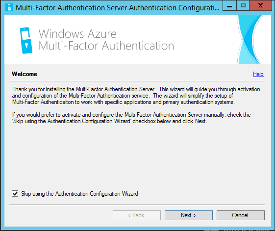 Skip using the Authentication Configuration Wizard