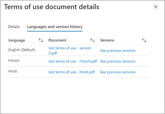 document details including language versions