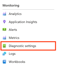 Capture d’écran de l’élément Paramètres de diagnostic dans le menu Monitoring du portail.